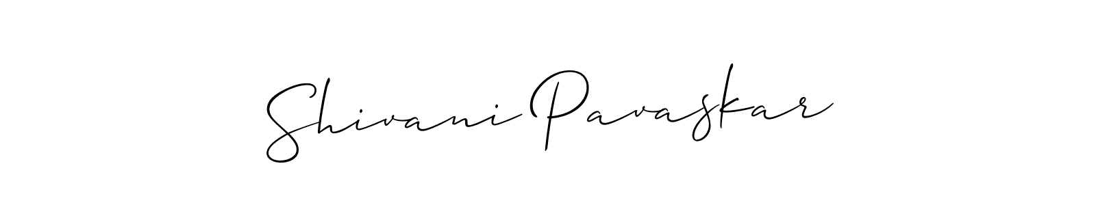 The best way (Allison_Script) to make a short signature is to pick only two or three words in your name. The name Shivani Pavaskar include a total of six letters. For converting this name. Shivani Pavaskar signature style 2 images and pictures png