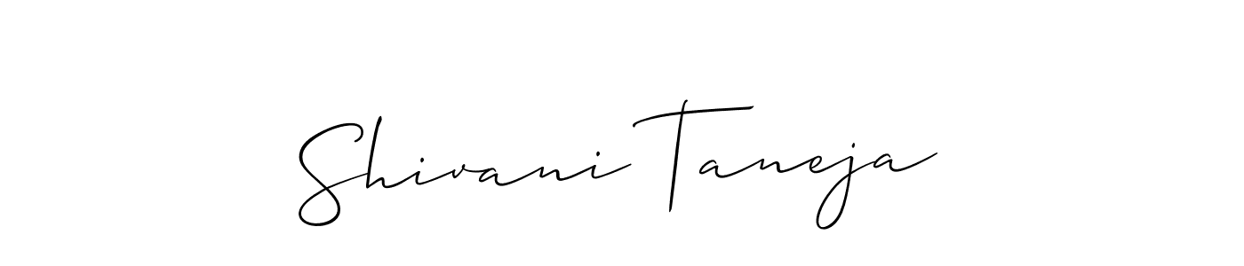 Also we have Shivani Taneja name is the best signature style. Create professional handwritten signature collection using Allison_Script autograph style. Shivani Taneja signature style 2 images and pictures png
