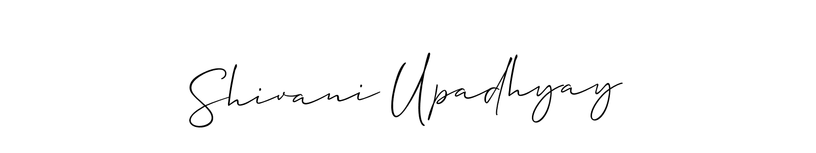 The best way (Allison_Script) to make a short signature is to pick only two or three words in your name. The name Shivani Upadhyay include a total of six letters. For converting this name. Shivani Upadhyay signature style 2 images and pictures png