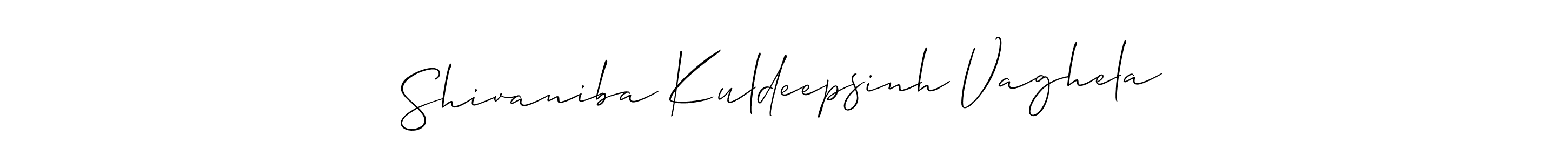 Create a beautiful signature design for name Shivaniba Kuldeepsinh Vaghela. With this signature (Allison_Script) fonts, you can make a handwritten signature for free. Shivaniba Kuldeepsinh Vaghela signature style 2 images and pictures png