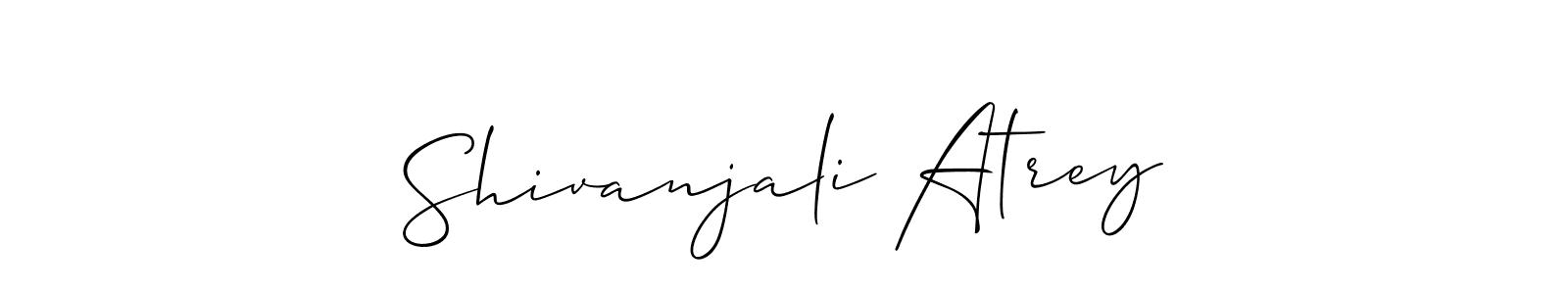Make a short Shivanjali Atrey signature style. Manage your documents anywhere anytime using Allison_Script. Create and add eSignatures, submit forms, share and send files easily. Shivanjali Atrey signature style 2 images and pictures png