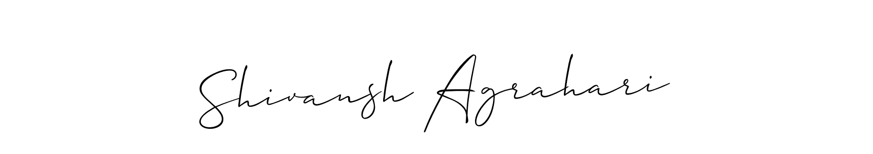 Allison_Script is a professional signature style that is perfect for those who want to add a touch of class to their signature. It is also a great choice for those who want to make their signature more unique. Get Shivansh Agrahari name to fancy signature for free. Shivansh Agrahari signature style 2 images and pictures png