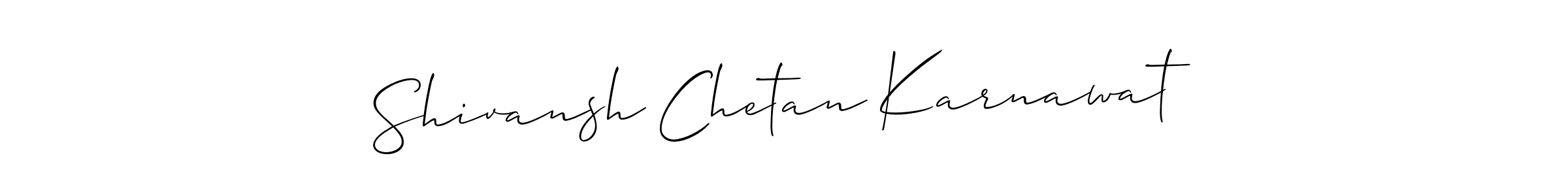 Also we have Shivansh Chetan Karnawat name is the best signature style. Create professional handwritten signature collection using Allison_Script autograph style. Shivansh Chetan Karnawat signature style 2 images and pictures png