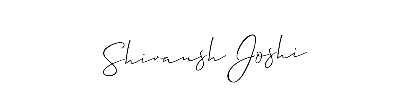 The best way (Allison_Script) to make a short signature is to pick only two or three words in your name. The name Shivansh Joshi include a total of six letters. For converting this name. Shivansh Joshi signature style 2 images and pictures png