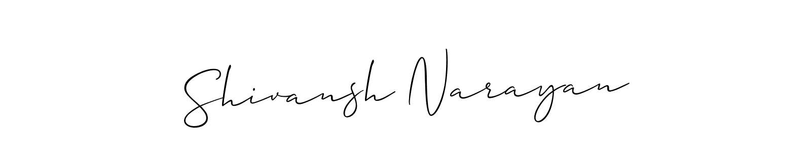 How to make Shivansh Narayan signature? Allison_Script is a professional autograph style. Create handwritten signature for Shivansh Narayan name. Shivansh Narayan signature style 2 images and pictures png