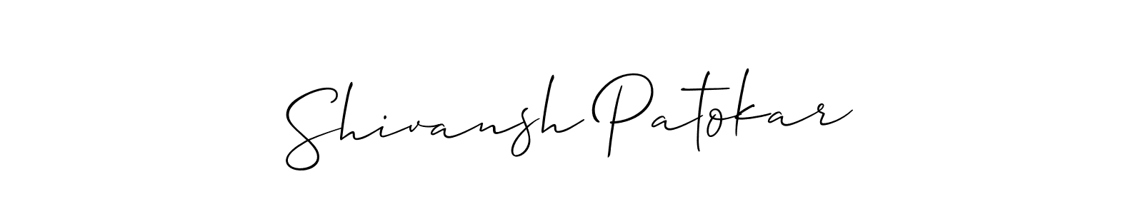 Use a signature maker to create a handwritten signature online. With this signature software, you can design (Allison_Script) your own signature for name Shivansh Patokar. Shivansh Patokar signature style 2 images and pictures png