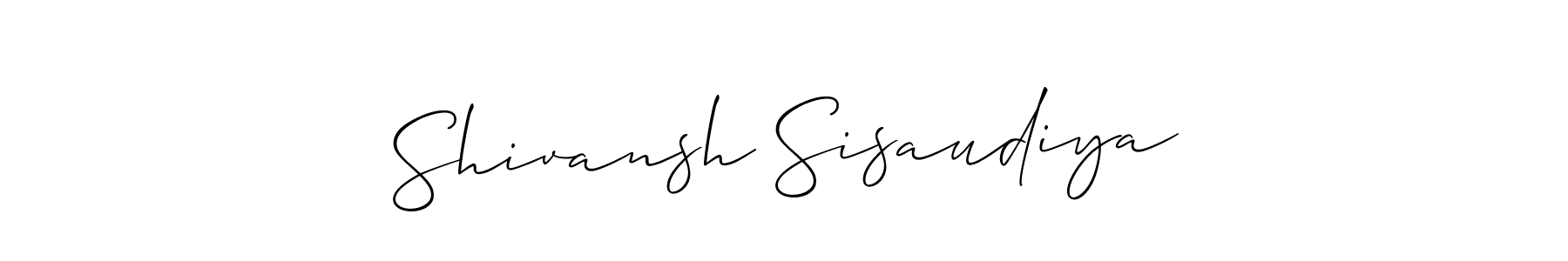 The best way (Allison_Script) to make a short signature is to pick only two or three words in your name. The name Shivansh Sisaudiya include a total of six letters. For converting this name. Shivansh Sisaudiya signature style 2 images and pictures png