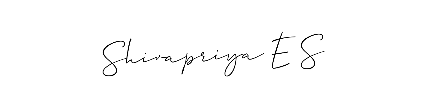 Shivapriya E S stylish signature style. Best Handwritten Sign (Allison_Script) for my name. Handwritten Signature Collection Ideas for my name Shivapriya E S. Shivapriya E S signature style 2 images and pictures png