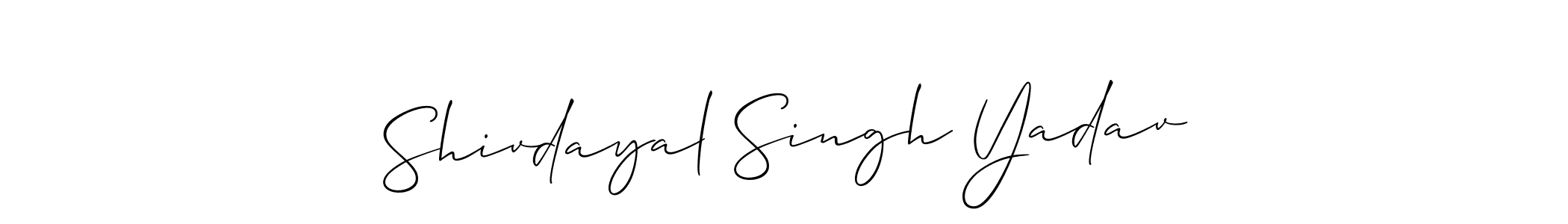 How to make Shivdayal Singh Yadav name signature. Use Allison_Script style for creating short signs online. This is the latest handwritten sign. Shivdayal Singh Yadav signature style 2 images and pictures png