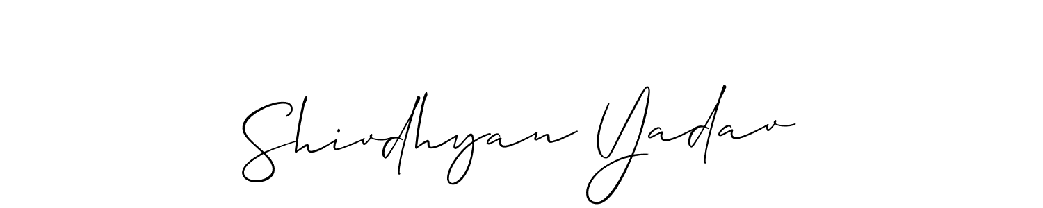 Make a short Shivdhyan Yadav signature style. Manage your documents anywhere anytime using Allison_Script. Create and add eSignatures, submit forms, share and send files easily. Shivdhyan Yadav signature style 2 images and pictures png