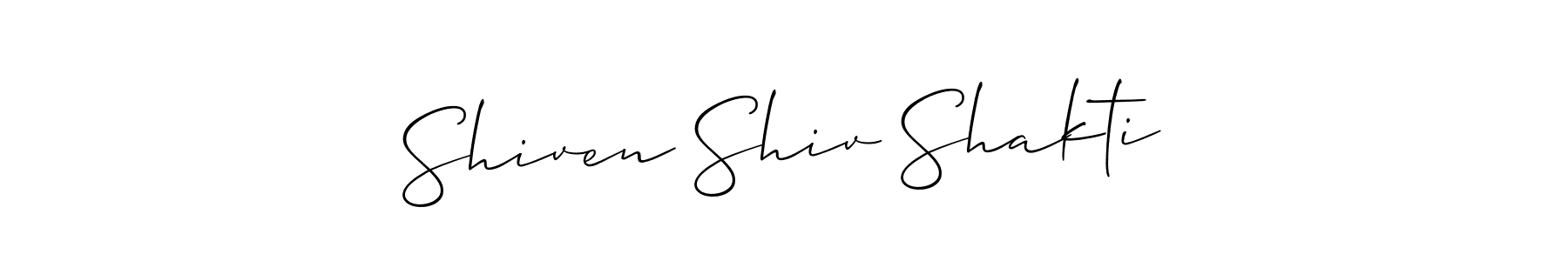 How to make Shiven Shiv Shakti name signature. Use Allison_Script style for creating short signs online. This is the latest handwritten sign. Shiven Shiv Shakti signature style 2 images and pictures png