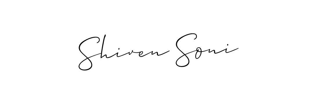 This is the best signature style for the Shiven Soni name. Also you like these signature font (Allison_Script). Mix name signature. Shiven Soni signature style 2 images and pictures png