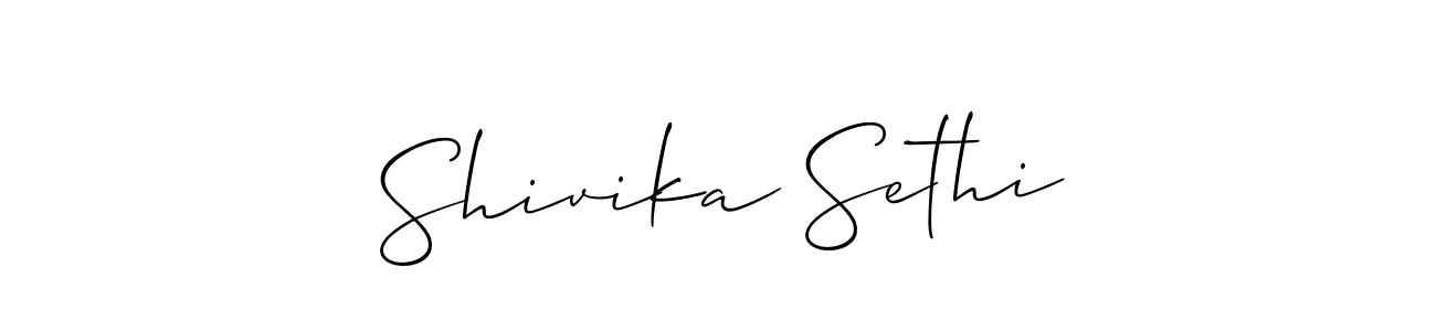 It looks lik you need a new signature style for name Shivika Sethi. Design unique handwritten (Allison_Script) signature with our free signature maker in just a few clicks. Shivika Sethi signature style 2 images and pictures png