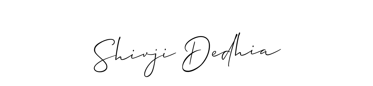 Make a beautiful signature design for name Shivji Dedhia. With this signature (Allison_Script) style, you can create a handwritten signature for free. Shivji Dedhia signature style 2 images and pictures png