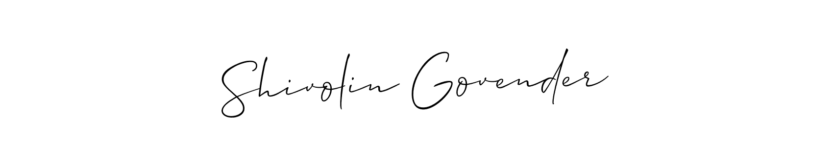 This is the best signature style for the Shivolin Govender name. Also you like these signature font (Allison_Script). Mix name signature. Shivolin Govender signature style 2 images and pictures png