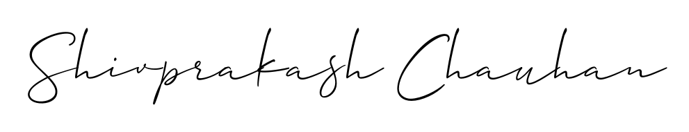 A sleek calligraphic signature for name Shivprakash Chauhan utilizing Allison_Script styling. Great for adding personal signatures to photos and art. Shivprakash Chauhan signature style 2 images and pictures png