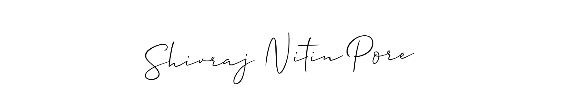 Allison_Script is a professional signature style that is perfect for those who want to add a touch of class to their signature. It is also a great choice for those who want to make their signature more unique. Get Shivraj Nitin Pore name to fancy signature for free. Shivraj Nitin Pore signature style 2 images and pictures png