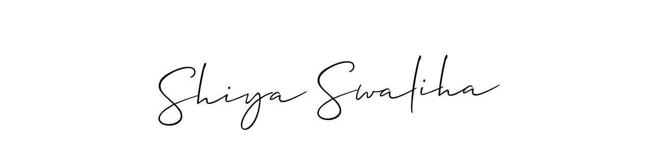 The best way (Allison_Script) to make a short signature is to pick only two or three words in your name. The name Shiya Swaliha include a total of six letters. For converting this name. Shiya Swaliha signature style 2 images and pictures png