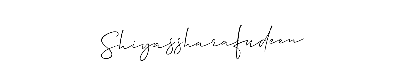 Similarly Allison_Script is the best handwritten signature design. Signature creator online .You can use it as an online autograph creator for name Shiyassharafudeen. Shiyassharafudeen signature style 2 images and pictures png