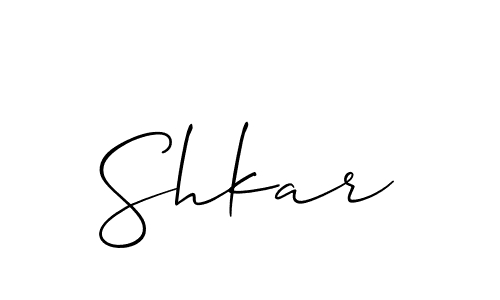 Allison_Script is a professional signature style that is perfect for those who want to add a touch of class to their signature. It is also a great choice for those who want to make their signature more unique. Get Shkar name to fancy signature for free. Shkar signature style 2 images and pictures png