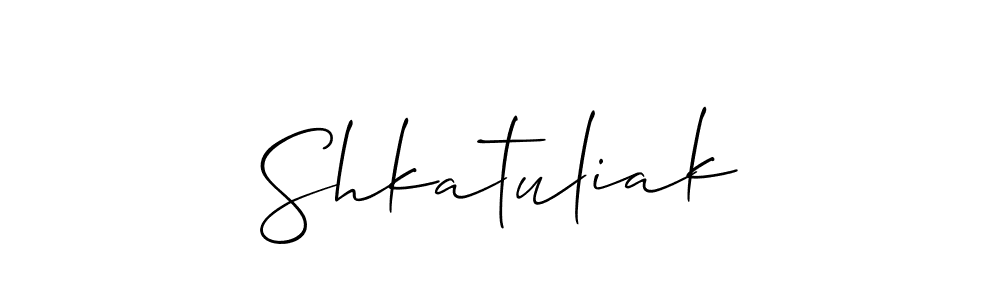 Once you've used our free online signature maker to create your best signature Allison_Script style, it's time to enjoy all of the benefits that Shkatuliak name signing documents. Shkatuliak signature style 2 images and pictures png