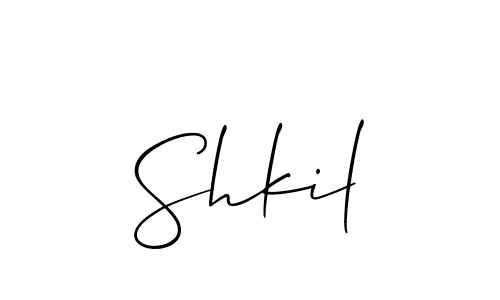 Allison_Script is a professional signature style that is perfect for those who want to add a touch of class to their signature. It is also a great choice for those who want to make their signature more unique. Get Shkil name to fancy signature for free. Shkil signature style 2 images and pictures png