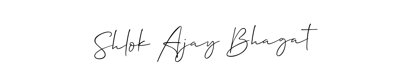 Also You can easily find your signature by using the search form. We will create Shlok Ajay Bhagat name handwritten signature images for you free of cost using Allison_Script sign style. Shlok Ajay Bhagat signature style 2 images and pictures png
