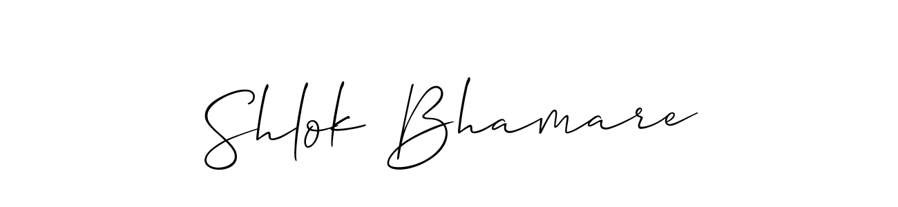 Create a beautiful signature design for name Shlok Bhamare. With this signature (Allison_Script) fonts, you can make a handwritten signature for free. Shlok Bhamare signature style 2 images and pictures png