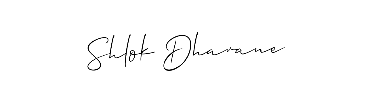 Allison_Script is a professional signature style that is perfect for those who want to add a touch of class to their signature. It is also a great choice for those who want to make their signature more unique. Get Shlok Dhavane name to fancy signature for free. Shlok Dhavane signature style 2 images and pictures png