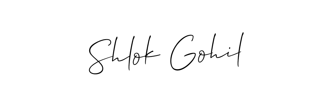 How to Draw Shlok Gohil signature style? Allison_Script is a latest design signature styles for name Shlok Gohil. Shlok Gohil signature style 2 images and pictures png