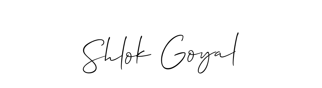 You should practise on your own different ways (Allison_Script) to write your name (Shlok Goyal) in signature. don't let someone else do it for you. Shlok Goyal signature style 2 images and pictures png