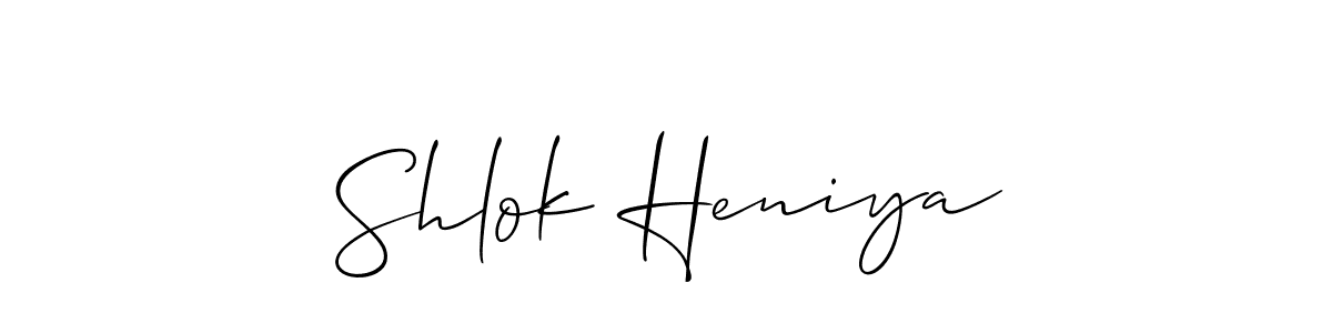 You should practise on your own different ways (Allison_Script) to write your name (Shlok Heniya) in signature. don't let someone else do it for you. Shlok Heniya signature style 2 images and pictures png
