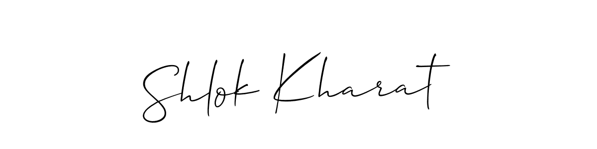 How to Draw Shlok Kharat signature style? Allison_Script is a latest design signature styles for name Shlok Kharat. Shlok Kharat signature style 2 images and pictures png