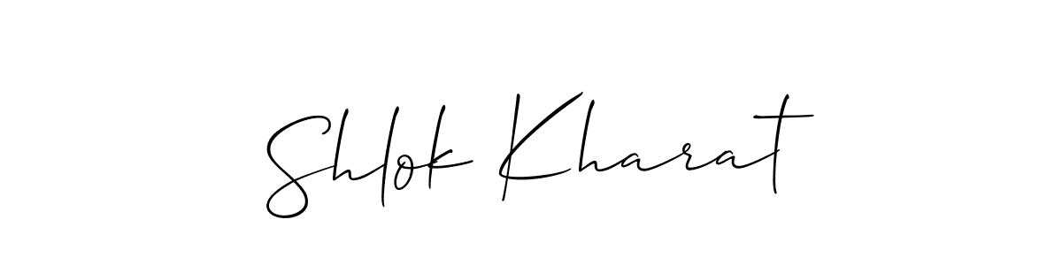 How to Draw Shlok Kharat signature style? Allison_Script is a latest design signature styles for name Shlok Kharat. Shlok Kharat signature style 2 images and pictures png