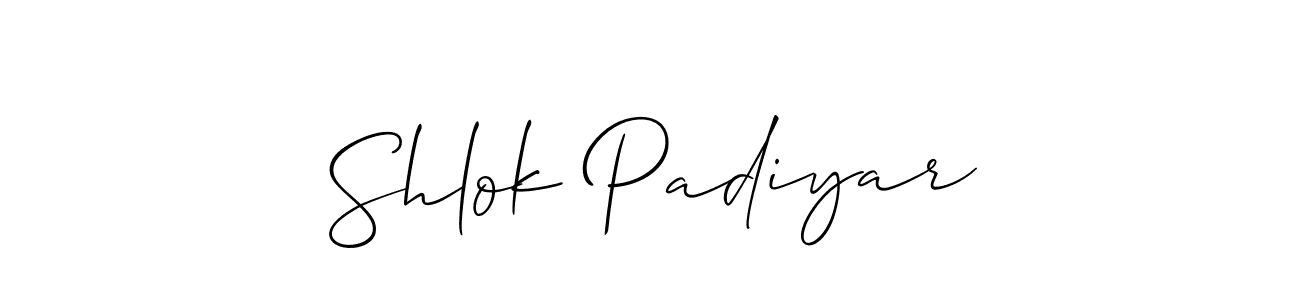 This is the best signature style for the Shlok Padiyar name. Also you like these signature font (Allison_Script). Mix name signature. Shlok Padiyar signature style 2 images and pictures png