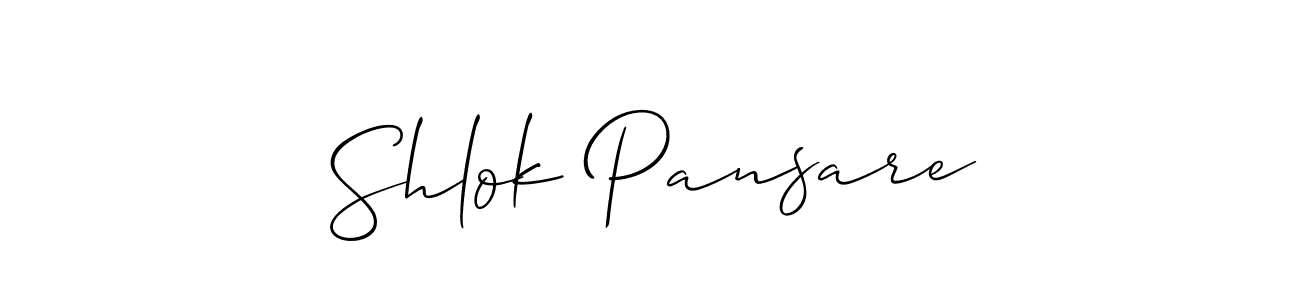 Make a short Shlok Pansare signature style. Manage your documents anywhere anytime using Allison_Script. Create and add eSignatures, submit forms, share and send files easily. Shlok Pansare signature style 2 images and pictures png