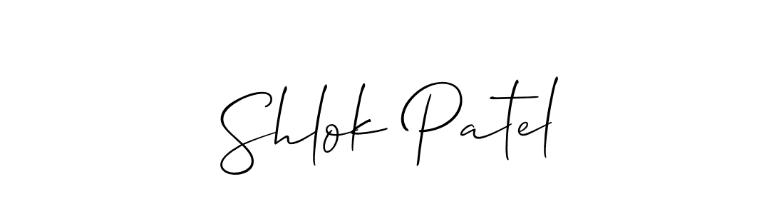 Also You can easily find your signature by using the search form. We will create Shlok Patel name handwritten signature images for you free of cost using Allison_Script sign style. Shlok Patel signature style 2 images and pictures png