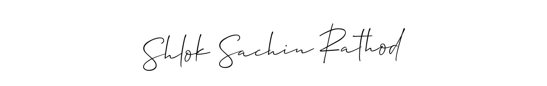 Make a short Shlok Sachin Rathod signature style. Manage your documents anywhere anytime using Allison_Script. Create and add eSignatures, submit forms, share and send files easily. Shlok Sachin Rathod signature style 2 images and pictures png