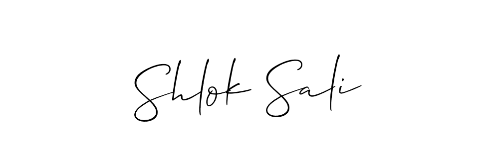 Make a beautiful signature design for name Shlok Sali. With this signature (Allison_Script) style, you can create a handwritten signature for free. Shlok Sali signature style 2 images and pictures png