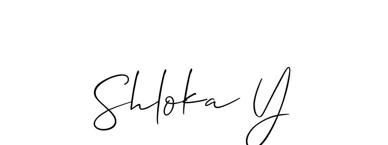 Make a beautiful signature design for name Shloka Y. With this signature (Allison_Script) style, you can create a handwritten signature for free. Shloka Y signature style 2 images and pictures png