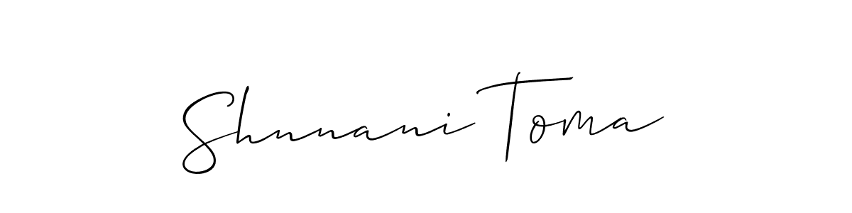 How to make Shnnani Toma name signature. Use Allison_Script style for creating short signs online. This is the latest handwritten sign. Shnnani Toma signature style 2 images and pictures png