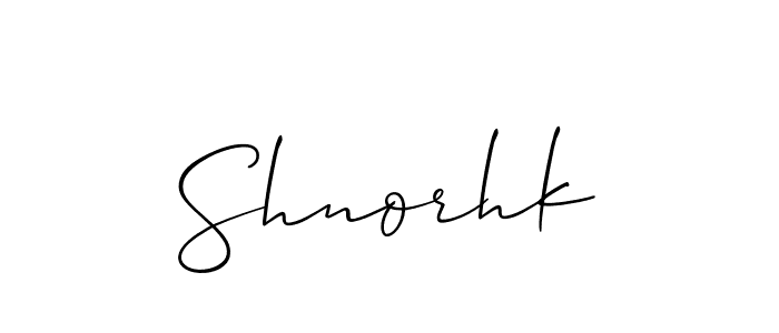 Use a signature maker to create a handwritten signature online. With this signature software, you can design (Allison_Script) your own signature for name Shnorhk. Shnorhk signature style 2 images and pictures png