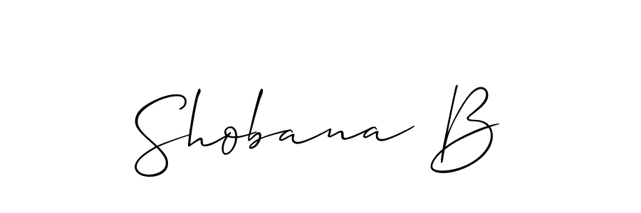 Use a signature maker to create a handwritten signature online. With this signature software, you can design (Allison_Script) your own signature for name Shobana B. Shobana B signature style 2 images and pictures png