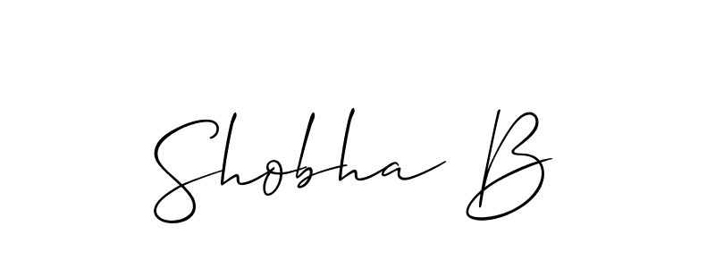 Make a beautiful signature design for name Shobha B. With this signature (Allison_Script) style, you can create a handwritten signature for free. Shobha B signature style 2 images and pictures png