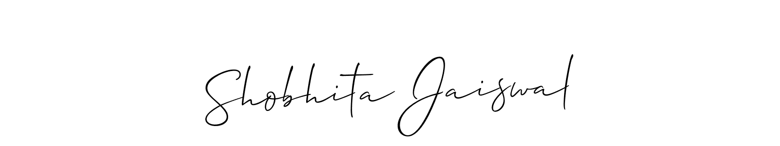 You should practise on your own different ways (Allison_Script) to write your name (Shobhita Jaiswal) in signature. don't let someone else do it for you. Shobhita Jaiswal signature style 2 images and pictures png