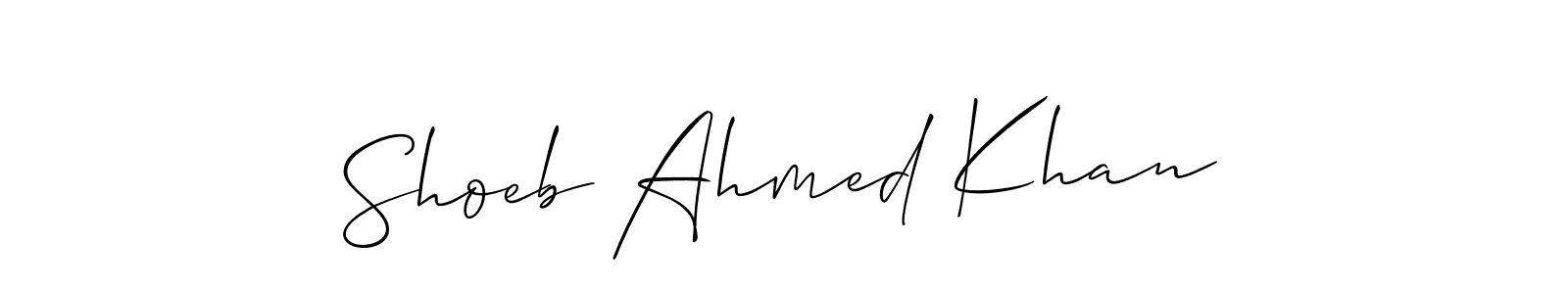 How to make Shoeb Ahmed Khan name signature. Use Allison_Script style for creating short signs online. This is the latest handwritten sign. Shoeb Ahmed Khan signature style 2 images and pictures png