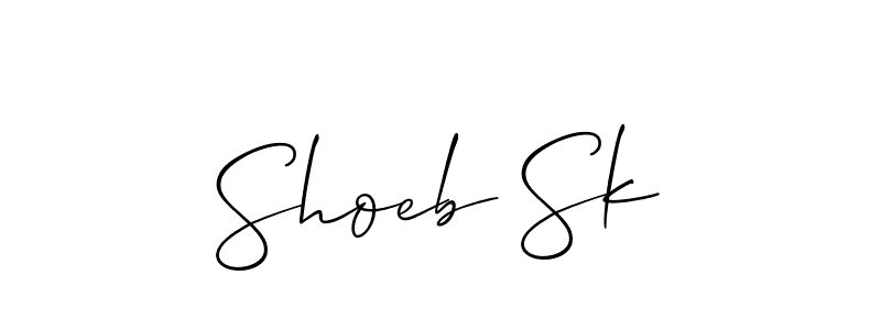 How to make Shoeb Sk name signature. Use Allison_Script style for creating short signs online. This is the latest handwritten sign. Shoeb Sk signature style 2 images and pictures png