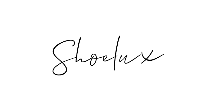 How to make Shoelux signature? Allison_Script is a professional autograph style. Create handwritten signature for Shoelux name. Shoelux signature style 2 images and pictures png