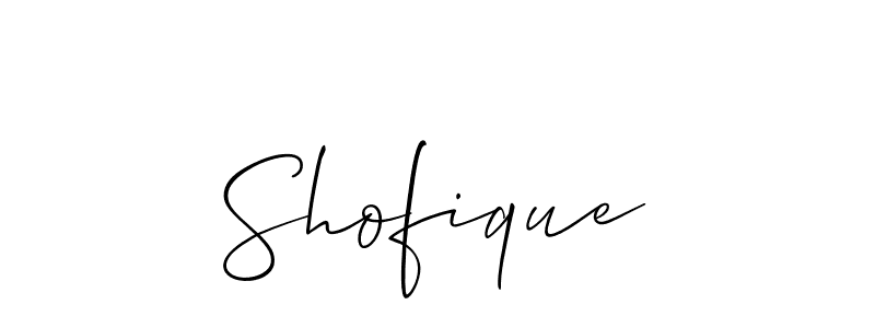 Use a signature maker to create a handwritten signature online. With this signature software, you can design (Allison_Script) your own signature for name Shofique. Shofique signature style 2 images and pictures png