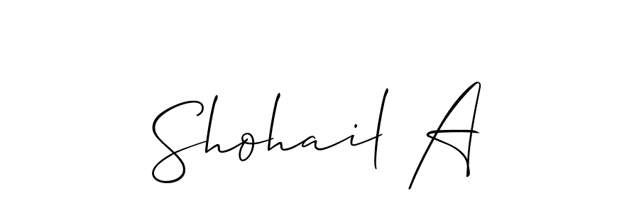 How to make Shohail A name signature. Use Allison_Script style for creating short signs online. This is the latest handwritten sign. Shohail A signature style 2 images and pictures png